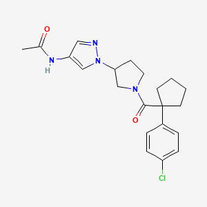 molecular formula C21H25ClN4O2 B2396901 N-(1-{1-[1-(4-chlorophenyl)cyclopentanecarbonyl]pyrrolidin-3-yl}-1H-pyrazol-4-yl)acetamide CAS No. 2415583-06-9