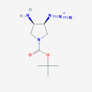 molecular formula C9H17N5O2 B2396904 Tert-butyl (3R,4S)-3-amino-4-azidopyrrolidine-1-carboxylate CAS No. 2460739-61-9
