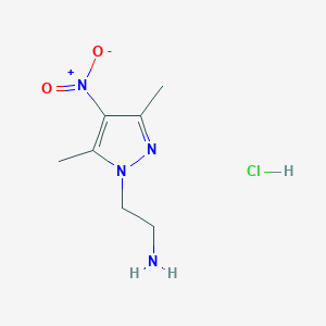 molecular formula C7H13ClN4O2 B2396907 2-(3,5-Dimethyl-4-nitro-1H-pyrazol-1-yl)ethanamine hydrochloride CAS No. 1185045-46-8