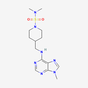 molecular formula C14H23N7O2S B2396915 N,N-Dimethyl-4-[[(9-methylpurin-6-yl)amino]methyl]piperidine-1-sulfonamide CAS No. 2380167-08-6