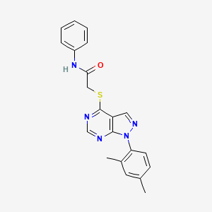 molecular formula C21H19N5OS B2396917 2-{[1-(2,4-dimethylphenyl)-1H-pyrazolo[3,4-d]pyrimidin-4-yl]sulfanyl}-N-phenylacetamide CAS No. 893925-13-8