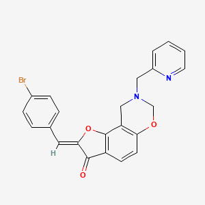 B2396935 (Z)-2-(4-bromobenzylidene)-8-(pyridin-2-ylmethyl)-8,9-dihydro-2H-benzofuro[7,6-e][1,3]oxazin-3(7H)-one CAS No. 929854-01-3
