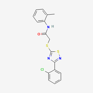 molecular formula C17H14ClN3OS2 B2396943 2-((3-(2-chlorophenyl)-1,2,4-thiadiazol-5-yl)thio)-N-(o-tolyl)acetamide CAS No. 864919-05-1