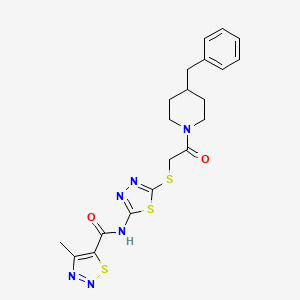 N-(5-((2-(4-benzylpiperidin-1-yl)-2-oxoethyl)thio)-1,3,4-thiadiazol-2-yl)-4-methyl-1,2,3-thiadiazole-5-carboxamide