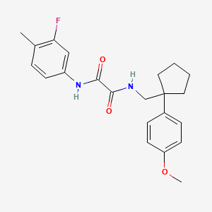 molecular formula C22H25FN2O3 B2396963 N1-(3-fluoro-4-methylphenyl)-N2-((1-(4-methoxyphenyl)cyclopentyl)methyl)oxalamide CAS No. 1091475-48-7
