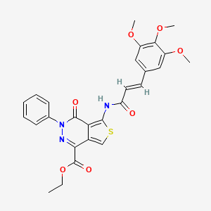 ethyl 4-oxo-3-phenyl-5-[[(E)-3-(3,4,5-trimethoxyphenyl)prop-2-enoyl]amino]thieno[3,4-d]pyridazine-1-carboxylate