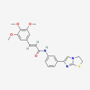 molecular formula C23H23N3O4S B2397006 (E)-N-(3-(2,3-dihydroimidazo[2,1-b]thiazol-6-yl)phenyl)-3-(3,4,5-trimethoxyphenyl)acrylamide CAS No. 1226488-21-6