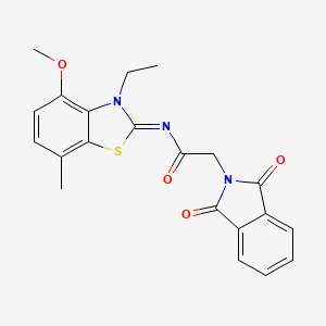 molecular formula C21H19N3O4S B2397030 2-(1,3-dioxo-2,3-dihydro-1H-isoindol-2-yl)-N-[(2Z)-3-ethyl-4-methoxy-7-methyl-2,3-dihydro-1,3-benzothiazol-2-ylidene]acetamide CAS No. 868369-87-3