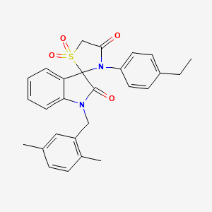 molecular formula C27H26N2O4S B2397092 1-(2,5-Dimethylbenzyl)-3'-(4-ethylphenyl)spiro[indoline-3,2'-thiazolidine]-2,4'-dione 1',1'-dioxide CAS No. 942034-52-8