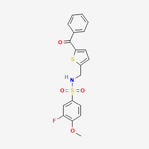 molecular formula C19H16FNO4S2 B2397101 N-((5-benzoylthiophen-2-yl)methyl)-3-fluoro-4-methoxybenzenesulfonamide CAS No. 1797963-01-9