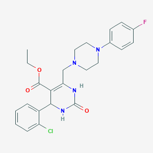 molecular formula C24H26ClFN4O3 B2397106 Ethyl 4-(2-chlorophenyl)-6-{[4-(4-fluorophenyl)piperazin-1-yl]methyl}-2-oxo-1,2,3,4-tetrahydropyrimidine-5-carboxylate CAS No. 1260928-04-8