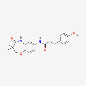 molecular formula C21H24N2O4 B2397120 N-(3,3-dimethyl-4-oxo-2,3,4,5-tetrahydrobenzo[b][1,4]oxazepin-7-yl)-3-(4-methoxyphenyl)propanamide CAS No. 921776-72-9