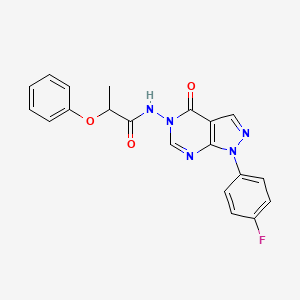 molecular formula C20H16FN5O3 B2397160 N-(1-(4-fluorophenyl)-4-oxo-1H-pyrazolo[3,4-d]pyrimidin-5(4H)-yl)-2-phenoxypropanamide CAS No. 899966-91-7