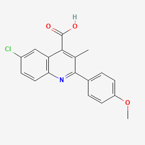 molecular formula C18H14ClNO3 B2397183 6-Chloro-2-(4-methoxyphenyl)-3-methylquinoline-4-carboxylic acid CAS No. 932796-35-5
