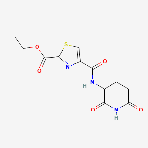 molecular formula C12H13N3O5S B2397208 Ethyl 4-[(2,6-dioxopiperidin-3-yl)carbamoyl]-1,3-thiazole-2-carboxylate CAS No. 1707113-91-4