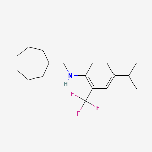 molecular formula C18H26F3N B2397229 N-(cycloheptylmethyl)-4-propan-2-yl-2-(trifluoromethyl)aniline CAS No. 1397183-14-0