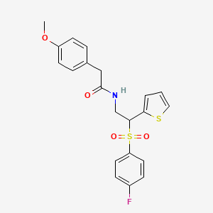 molecular formula C21H20FNO4S2 B2397236 N-[2-(4-FLUOROBENZENESULFONYL)-2-(THIOPHEN-2-YL)ETHYL]-2-(4-METHOXYPHENYL)ACETAMIDE CAS No. 896325-87-4