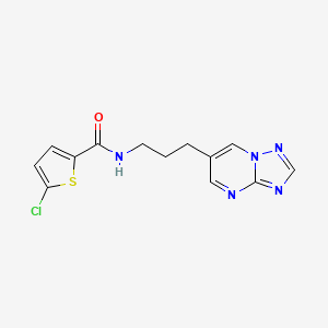 molecular formula C13H12ClN5OS B2397269 N-(3-([1,2,4]triazolo[1,5-a]pyrimidin-6-yl)propyl)-5-chlorothiophene-2-carboxamide CAS No. 2034556-65-3
