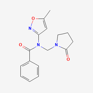 molecular formula C16H17N3O3 B2397279 N-(5-methylisoxazol-3-yl)-N-((2-oxopyrrolidin-1-yl)methyl)benzamide CAS No. 852132-23-1