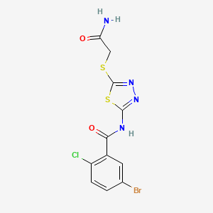 molecular formula C11H8BrClN4O2S2 B2397280 N-(5-((2-amino-2-oxoethyl)thio)-1,3,4-thiadiazol-2-yl)-5-bromo-2-chlorobenzamide CAS No. 868974-98-5