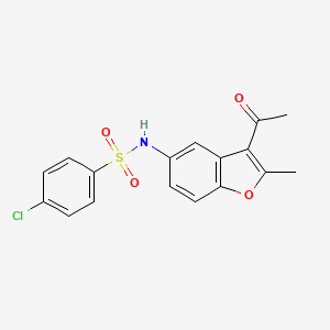 molecular formula C17H14ClNO4S B2397285 N-(3-acetyl-2-methyl-1-benzofuran-5-yl)-4-chlorobenzene-1-sulfonamide CAS No. 49793-89-7