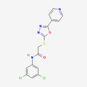 molecular formula C15H10Cl2N4O2S B2397286 N-(3,5-dichlorophenyl)-2-((5-(pyridin-4-yl)-1,3,4-oxadiazol-2-yl)thio)acetamide CAS No. 898650-89-0