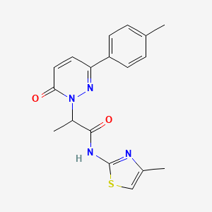 molecular formula C18H18N4O2S B2397330 N-(4-methylthiazol-2-yl)-2-(6-oxo-3-(p-tolyl)pyridazin-1(6H)-yl)propanamide CAS No. 1203318-94-8
