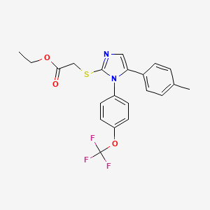 molecular formula C21H19F3N2O3S B2397331 ethyl 2-((5-(p-tolyl)-1-(4-(trifluoromethoxy)phenyl)-1H-imidazol-2-yl)thio)acetate CAS No. 1226446-96-3