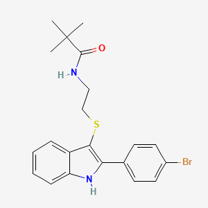 molecular formula C21H23BrN2OS B2397334 N-(2-((2-(4-bromophenyl)-1H-indol-3-yl)thio)ethyl)pivalamide CAS No. 919703-93-8