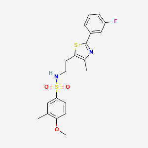 molecular formula C20H21FN2O3S2 B2397337 N-[2-[2-(3-fluorophenyl)-4-methyl-1,3-thiazol-5-yl]ethyl]-4-methoxy-3-methylbenzenesulfonamide CAS No. 946251-14-5