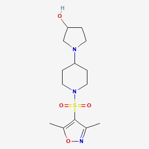 molecular formula C14H23N3O4S B2397380 1-(1-((3,5-Dimethylisoxazol-4-yl)sulfonyl)piperidin-4-yl)pyrrolidin-3-ol CAS No. 1448028-52-1