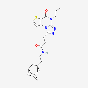 molecular formula C25H33N5O2S B2397384 N-(2-((3r,5r,7r)-adamantan-1-yl)ethyl)-3-(5-oxo-4-propyl-4,5-dihydrothieno[2,3-e][1,2,4]triazolo[4,3-a]pyrimidin-1-yl)propanamide CAS No. 1223805-04-6