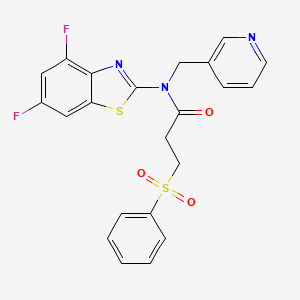 molecular formula C22H17F2N3O3S2 B2397411 N-(4,6-difluorobenzo[d]thiazol-2-yl)-3-(phenylsulfonyl)-N-(pyridin-3-ylmethyl)propanamide CAS No. 895438-17-2
