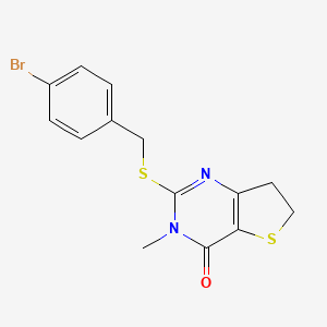 B2397423 2-[(4-Bromophenyl)methylsulfanyl]-3-methyl-6,7-dihydrothieno[3,2-d]pyrimidin-4-one CAS No. 869076-13-1