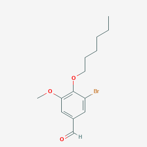 molecular formula C14H19BrO3 B2397424 3-Bromo-4-(hexyloxy)-5-methoxybenzaldehyde CAS No. 143230-66-4