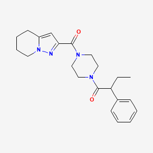 molecular formula C22H28N4O2 B2397426 2-Phenyl-1-(4-(4,5,6,7-tetrahydropyrazolo[1,5-a]pyridine-2-carbonyl)piperazin-1-yl)butan-1-one CAS No. 2034263-35-7