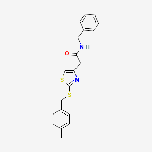 molecular formula C20H20N2OS2 B2397429 N-benzyl-2-(2-((4-methylbenzyl)thio)thiazol-4-yl)acetamide CAS No. 941982-13-4