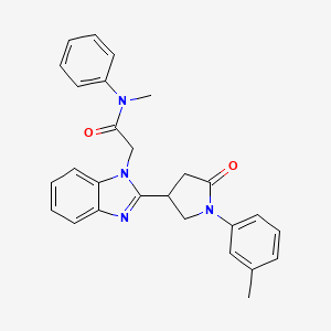 molecular formula C27H26N4O2 B2397443 N-methyl-2-{2-[1-(3-methylphenyl)-5-oxopyrrolidin-3-yl]-1H-1,3-benzodiazol-1-yl}-N-phenylacetamide CAS No. 942842-72-0