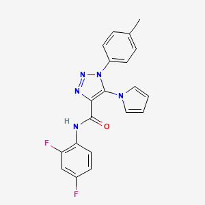 molecular formula C20H15F2N5O B2397445 N-(2,4-DIFLUOROPHENYL)-1-(4-METHYLPHENYL)-5-(1H-PYRROL-1-YL)-1H-1,2,3-TRIAZOLE-4-CARBOXAMIDE CAS No. 1251679-18-1