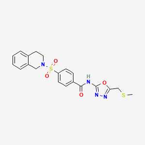 4-((3,4-dihydroisoquinolin-2(1H)-yl)sulfonyl)-N-(5-((methylthio)methyl)-1,3,4-oxadiazol-2-yl)benzamide