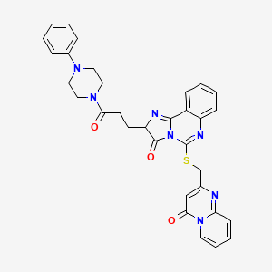 2-[3-oxo-3-(4-phenylpiperazin-1-yl)propyl]-5-[(4-oxopyrido[1,2-a]pyrimidin-2-yl)methylsulfanyl]-2H-imidazo[1,2-c]quinazolin-3-one