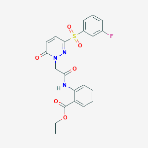 molecular formula C21H18FN3O6S B2397486 ethyl 2-{2-[3-(3-fluorobenzenesulfonyl)-6-oxo-1,6-dihydropyridazin-1-yl]acetamido}benzoate CAS No. 1358423-88-7