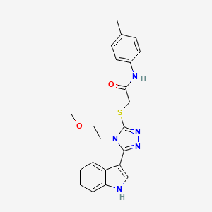 2-((5-(1H-indol-3-yl)-4-(2-methoxyethyl)-4H-1,2,4-triazol-3-yl)thio)-N-(p-tolyl)acetamide
