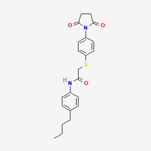molecular formula C22H24N2O3S B2397503 N-(4-Butylphenyl)-2-((4-(2,5-dioxopyrrolidin-1-yl)phenyl)thio)acetamide CAS No. 763108-58-3