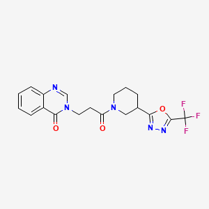 3-(3-oxo-3-(3-(5-(trifluoromethyl)-1,3,4-oxadiazol-2-yl)piperidin-1-yl)propyl)quinazolin-4(3H)-one