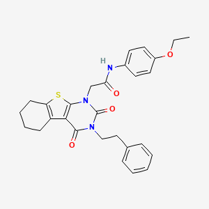 molecular formula C28H29N3O4S B2397523 2-[2,4-dioxo-3-(2-phenylethyl)-3,4,5,6,7,8-hexahydro[1]benzothieno[2,3-d]pyrimidin-1(2H)-yl]-N-(4-ethoxyphenyl)acetamide CAS No. 862317-10-0