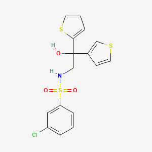 3-chloro-N-(2-hydroxy-2-(thiophen-2-yl)-2-(thiophen-3-yl)ethyl)benzenesulfonamide