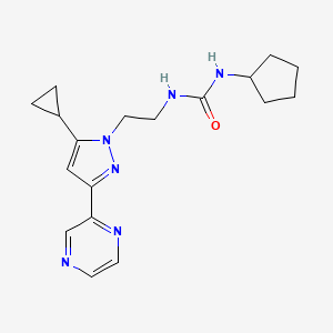 1-cyclopentyl-3-(2-(5-cyclopropyl-3-(pyrazin-2-yl)-1H-pyrazol-1-yl)ethyl)urea