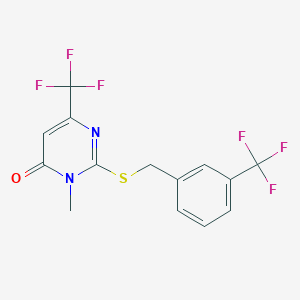 3-Methyl-6-(trifluoromethyl)-2-((3-(trifluoromethyl)benzyl)sulfanyl)-4(3H)-pyrimidinone