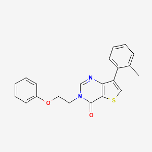 molecular formula C21H18N2O2S B2397558 7-(2-methylphenyl)-3-(2-phenoxyethyl)thieno[3,2-d]pyrimidin-4(3H)-one CAS No. 1207058-37-4